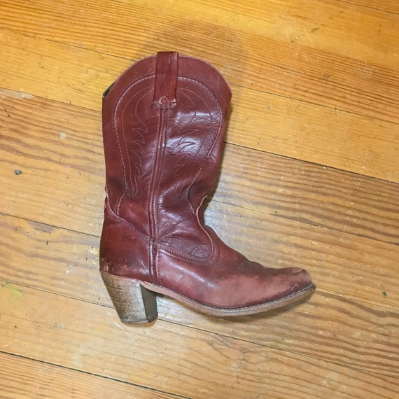 70s RED leather cowboy boots mens 8.5 womens size