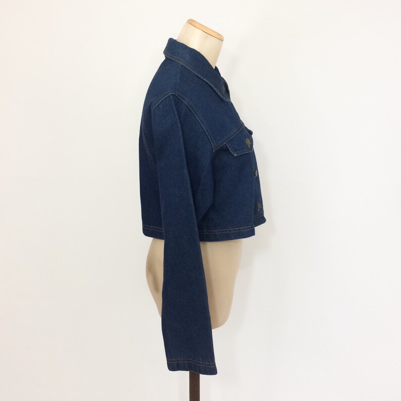 90s RAMPAGE Cropped Jean Jacket Dark Wash Denim Jacket Xs Small Medium Womens Denim Jacket CROP Jean Jacket Tight Fitted Jean Jacket