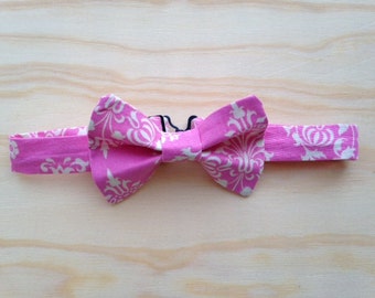 Pink damask bowtie