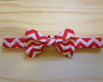 Coral chevron bowtie