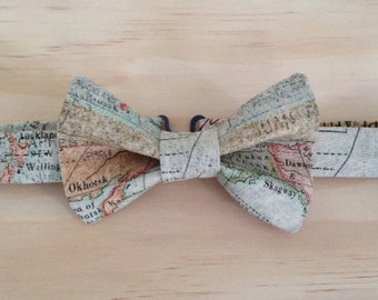 Wanderlust world map bowtie