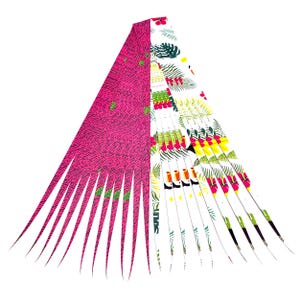 Double-Sided Paper Bead Strips, 1/2&quot; or 1&quot;, Hot Pink & Tropical Print