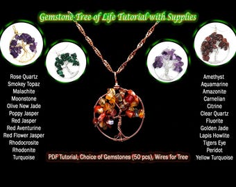 Tree of Life Pendant Kit: Wire Wrapping Jewelry Tutorial with Materials & Digital Instructions