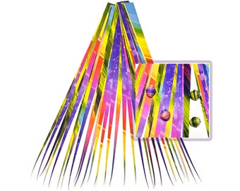 Paper Bead Strips, Rainbow Design, 1/2" Wide x 11" Long Triangle Shape, Custom Designed, Purple, Blue, Yellow, Green, and Red Colored