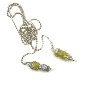 Light Pull Replacement with Stainless Steel Chain and Connector, Handmade with Focal Bead Made Out of Paper, Decorated with Nail Art