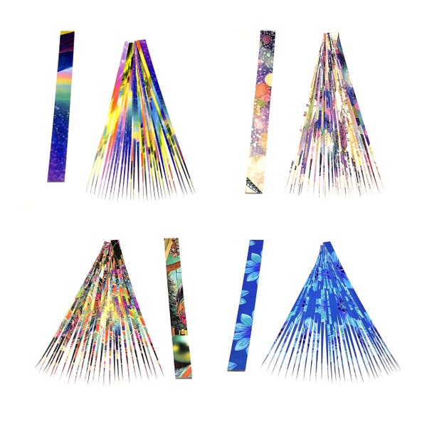 Paper Bead Strips in Multicolored Bright Shades Four Custom Designs to Choose From 1/2" Wide x 11" Long Triangle Shape Paper Strips