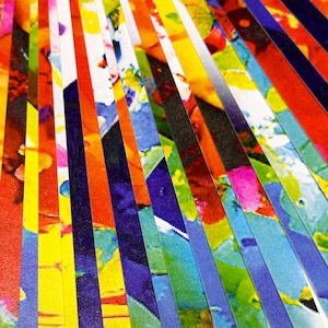 Abstract Paper Bead Strips – 1/2&quot; and 1&quot;, Original Bright Multicolor Cardstock
