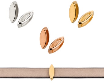 € 0,49/st. Zamak schuifkraal ovaal antiek zilver, goud of rosé goud ID 10 x 2 mm voor het ontwerpen van brede leren armbanden