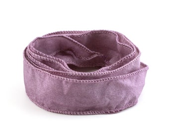 Habotai-Seidenband Pastell Violett 1m 100% Seide handgenäht und handgefärbt Wickelarmband Schmuckband