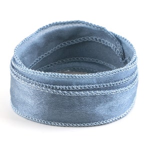 Crêpe satijnzijden lint duifblauw 1 m 100% zijde handgenaaid en met de hand geverfd wikkelarmband sieradenlint
