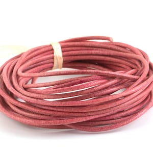 0.79 EUR/meter 5 m goat leather strap leather cord vintage rose ø2mm soft dimensionally stable