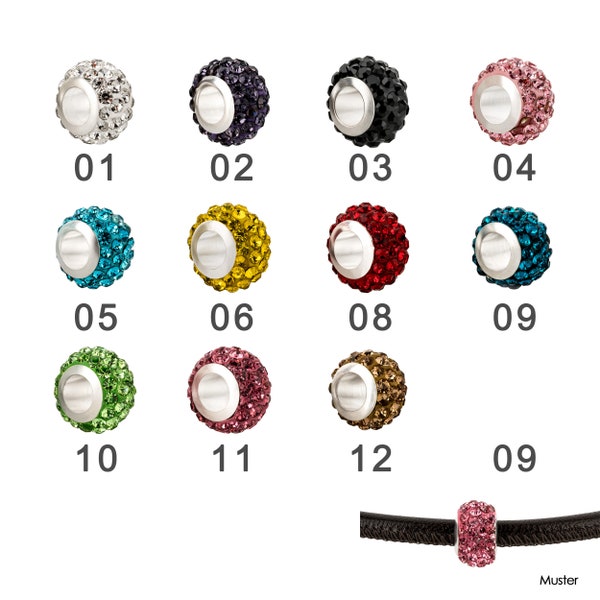 Sélection de couleurs de perles Shamballa à grand trou 12 mm (ID 5 mm) pour cuir rond et lanières jusqu'à 4,5 mm