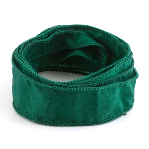Habotai silk ribbon fir green 1 m 100% silk hand-sewn and hand-dyed wrap bracelet jewelry ribbon