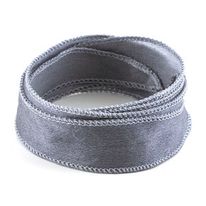 Crêpe Satin Silk Ribbon Grey 1 m 100% silk hand sewn and hand dyed wrap bracelet jewelry ribbon