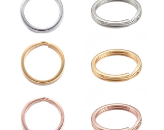 EUR 1,60/pz. Portachiavi in acciaio inossidabile Ø20mm Ø25mm Ø30mm color platino oro rosa per portachiavi