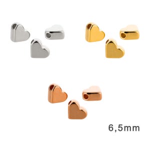 Metallperle Herz 6,5mm (Ø1mm) antik silber gold rose gold Freundschaftsarmband Geschenkidee