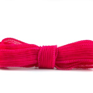 Silk Ribbon Crinkle Crêpe Cerise 1 m 100% silk hand sewn and hand dyed wrap bracelet jewelry ribbon