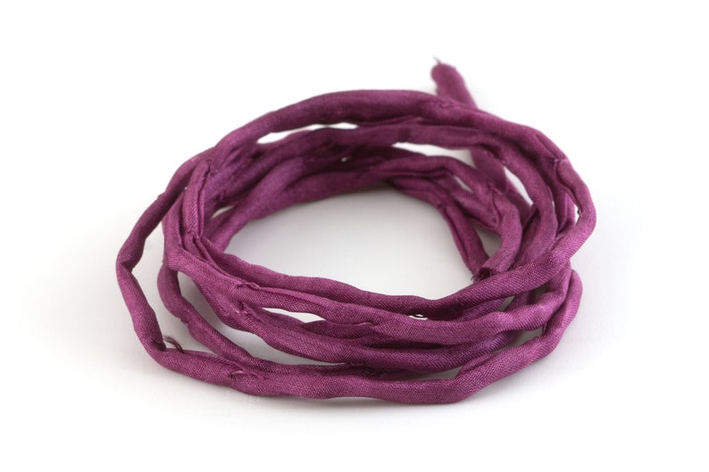 2.05 EURpc hand dyed Habotai silk ribbon Grape 3mm silk cord 100/% pure silk H3M20294U