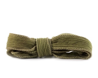 Silk ribbon Crinkle Crêpe Olive 1 m 100% silk hand-sewn and hand-dyed wrap bracelet jewelry ribbon