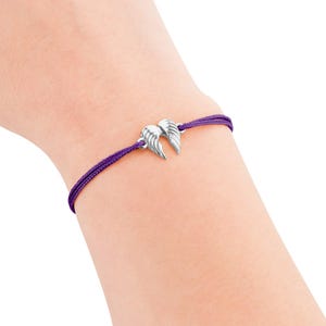 Textilarmband Engelsflügel silber, gold oder rose gold mit Schmuckkarte personalisierbar für Kinder + Erwachsene