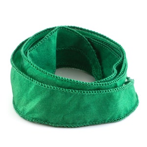 Fita de seda Habotai folha verde 1 m 100% seda costurada à mão e tingida à mão pulseira fita de joias