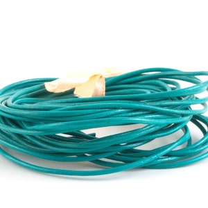 0.75 EUR/meter 5 m goat leather strap leather cord turquoise ø1.5 mm soft dimensionally stable