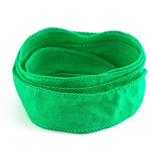 Habotai silk ribbon mint green 1 m 100% silk hand-sewn and hand-dyed wrap bracelet jewelry ribbon