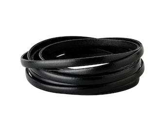 1 m flat leather cord 5 x 2 mm black