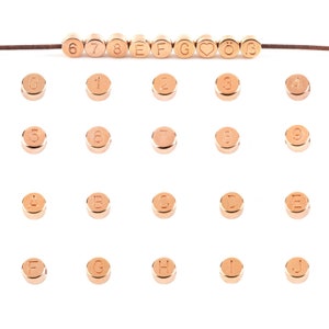 0,95 EUR/Stk. 1x Runde Buchstabenperle 7mm rose gold Namensarmband Freundschaftsarmband Geschenkidee 24K rose vergoldet