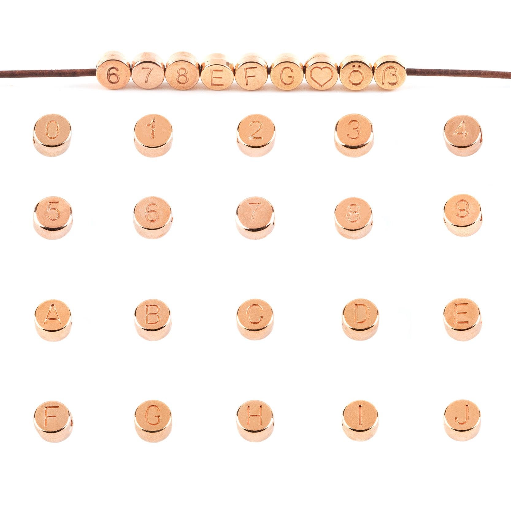 0.85 EUR/pcs 1x round letter bead 7mm rose gold name bracelet friends…