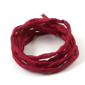 Hand-dyed Habotai silk ribbon Marsala ø3mm silk cord 100% pure silk