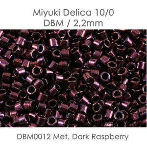DBM0012 Perline cilindriche giapponesi Miyuki Delica 10/0 color lampone scuro metallizzato 2,2 mm 5 g