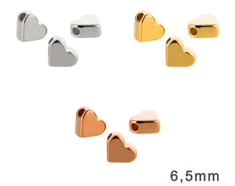 5/10/25x Metallperle Herz 6,5mm (Ø1mm) antik silber gold rose gold Freundschaftsarmband Geschenkidee