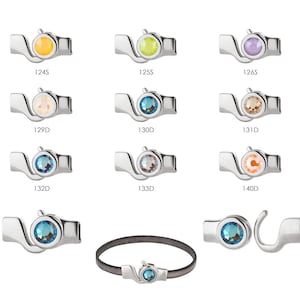 Hook clasp antique silver (ID 5 x 2 mm) with crystal stone purple yellow green for delicate sparkling bracelets