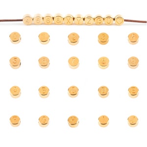 1x Runde Buchstabenperle 7mm gold Namensarmband Freundschaftsarmband Geschenkidee 24K vergoldet