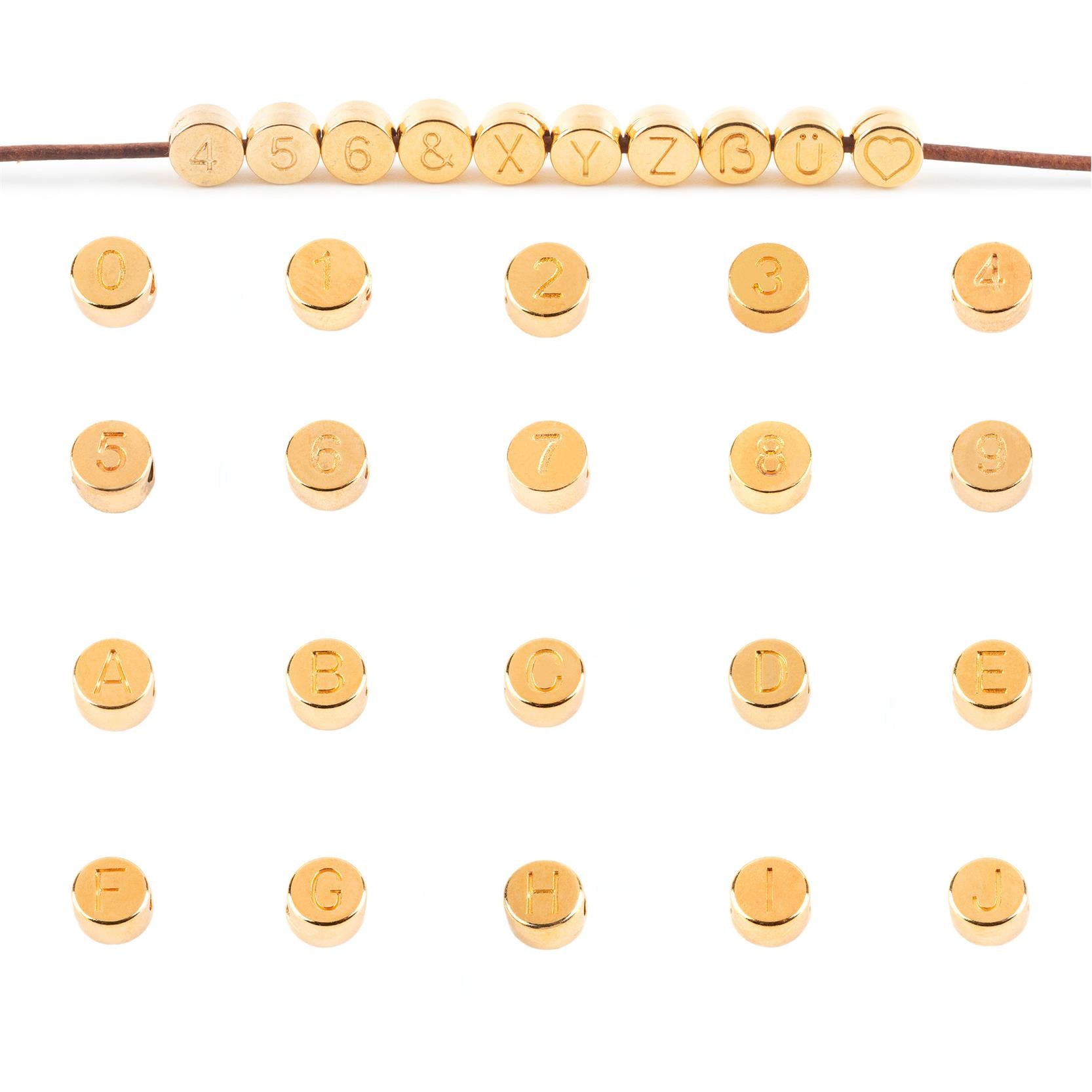 0.85 EUR/pcs. 1x round letter bead 7 mm gold name bracelet friendship…