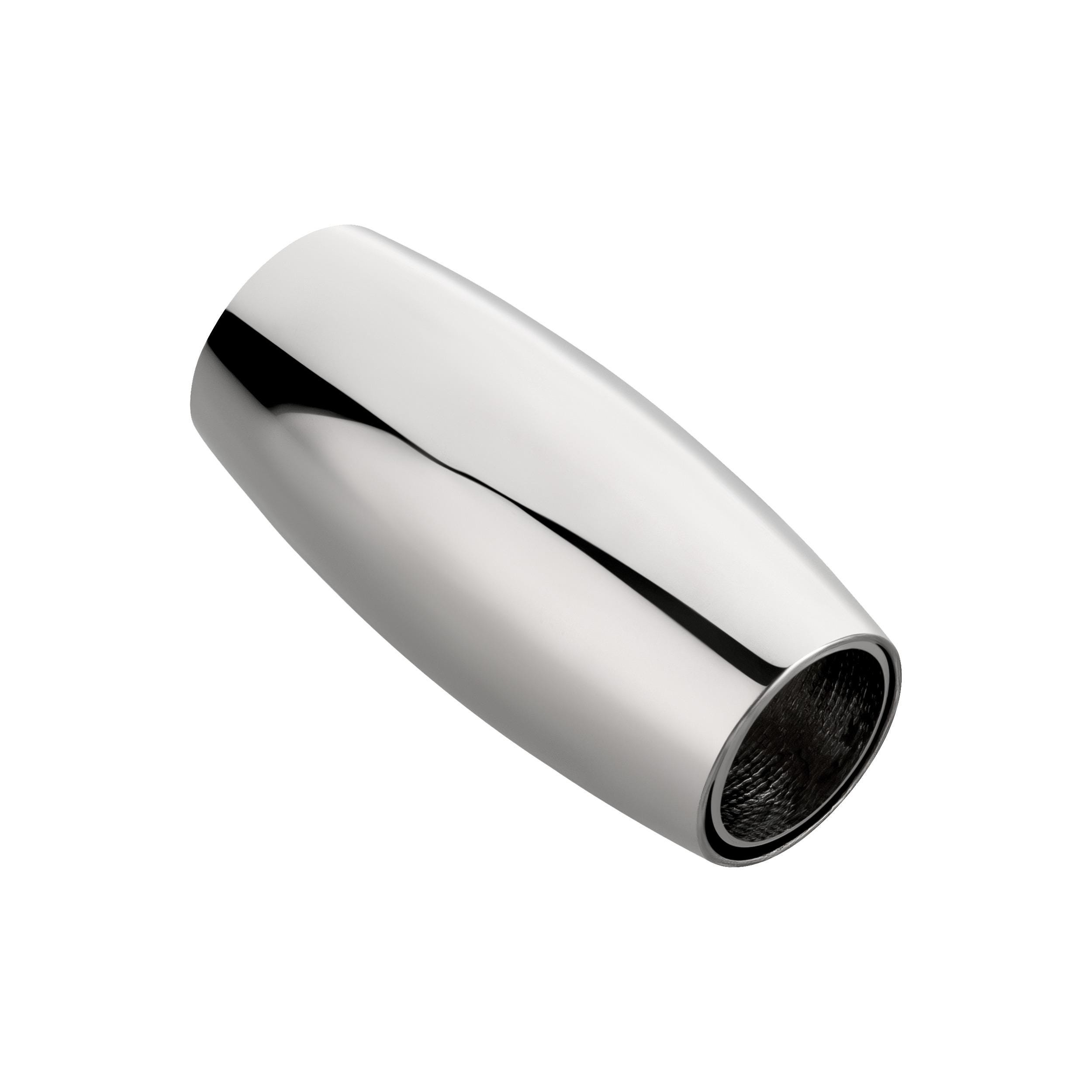 Stainless steel magnetic clasp shiny 21 x 10 mm (ID 6 mm) for round leather and ribbons