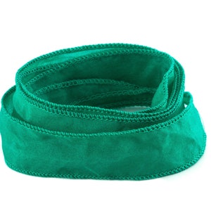 Habotai silk ribbon green 1 m 100% silk hand-sewn and hand-dyed wrap bracelet jewelry ribbon