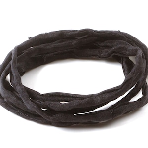 Nastro di seta Habotai tinto a mano nero ø3mm cordoncino di seta 100% pura seta H3M1004U