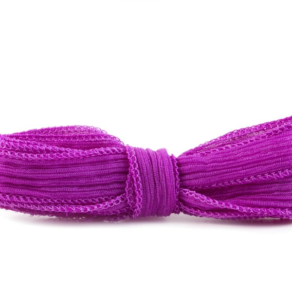 Silk ribbon Crinkle Crêpe Radiant Orchid 1 m 100% silk hand-sewn and hand-dyed wrap bracelet jewelry ribbon