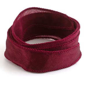 Crêpe Satin Silk Ribbon Bordeaux 1 m 100% silk hand sewn and hand dyed wrap bracelet jewelry ribbon