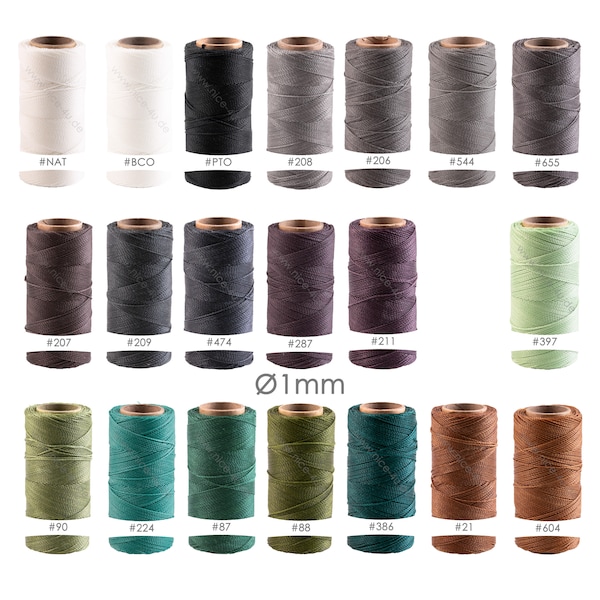 0,16 EUR/mètre 10 m Fil polyester ciré Linhasita® Ø1mm fil macramé fabrication de bijoux bracelet d'amitié fil à coudre en cuir - 70 couleurs