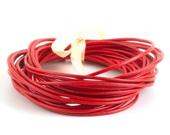 0.75 EUR/Meter 5 m goat leather strap leather strap leather cord red ø1.5 mm soft dimensionally stable