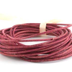 0.79 EUR/meter 5 m goat leather strap leather cord Antique Rose ø2mm soft dimensionally stable