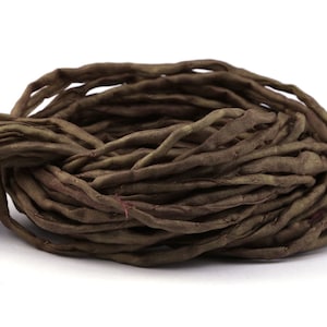 Hand-dyed Habotai silk ribbon Khaki ø3mm silk cord 100% pure silk H3M6554U