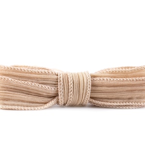 Silk Ribbon Crinkle Crêpe Beige 1 m 100% silk hand sewn and hand dyed wrap bracelet jewelry ribbon