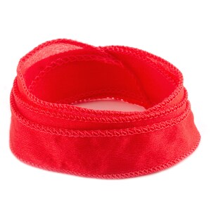 Crêpe satijnzijden lint lichtrood 1 m 100% zijde handgenaaid en met de hand geverfd wikkelarmband sieradenlint