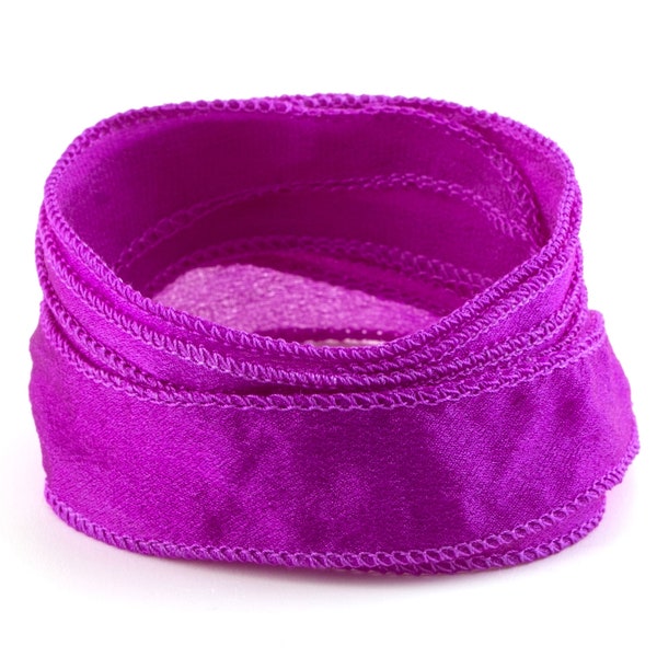 Crepe satin silk ribbon Radiant Orchid 1 m 100% silk hand-sewn and hand-dyed wrap bracelet jewelry ribbon