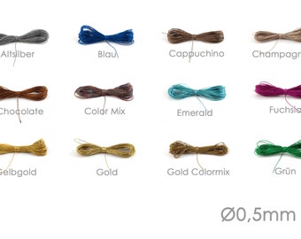 0,15 EUR/metro 10 m cinta de macramé metálica cordón de joyería Ø0,5 mm nudo trenzado Kumihimo