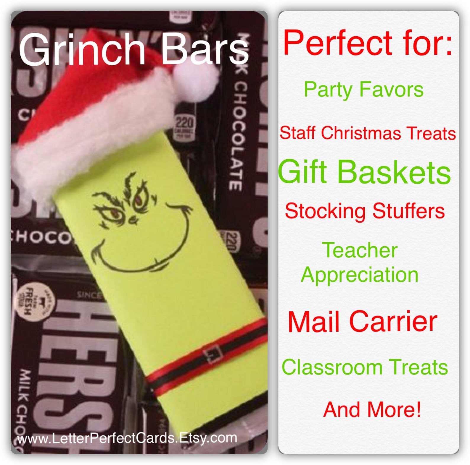 Grinch Bars Party Favors Fully Assembled Hershey's Etsy
